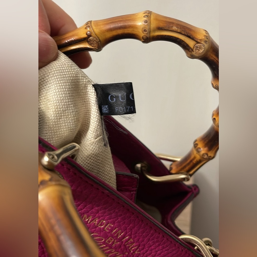 Gucci Pink Leather Bag Mini Size with Bamboo Handles - Picture 7 of 14
